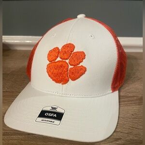 Clemson White & Orange Paw Logo Trucker Hat